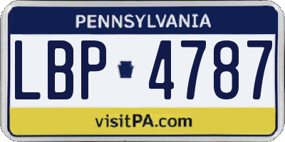 PA license plate LBP4787