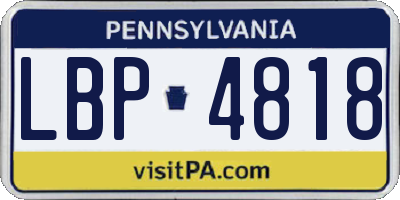 PA license plate LBP4818