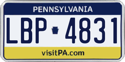 PA license plate LBP4831