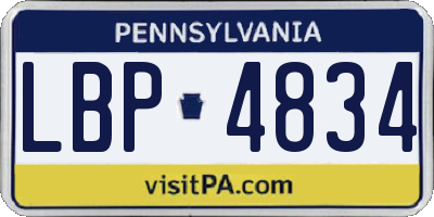 PA license plate LBP4834