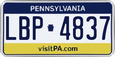PA license plate LBP4837