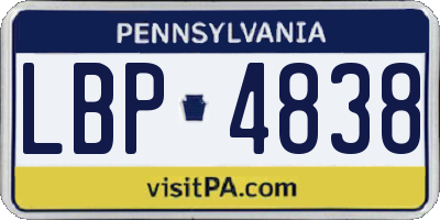 PA license plate LBP4838