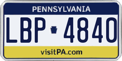 PA license plate LBP4840