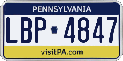 PA license plate LBP4847