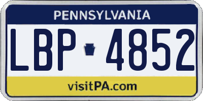 PA license plate LBP4852