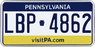 PA license plate LBP4862