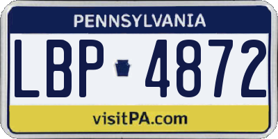 PA license plate LBP4872