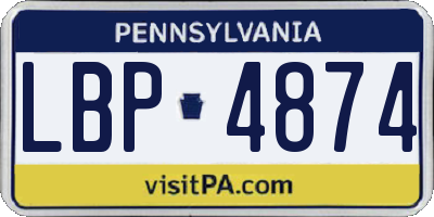 PA license plate LBP4874