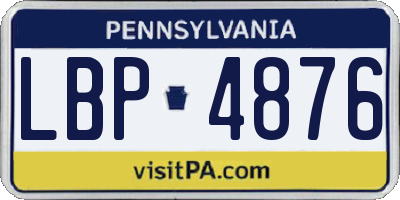 PA license plate LBP4876