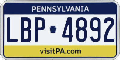 PA license plate LBP4892