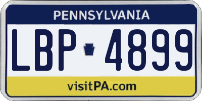 PA license plate LBP4899