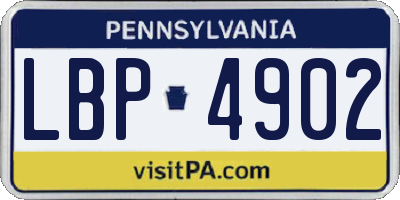 PA license plate LBP4902
