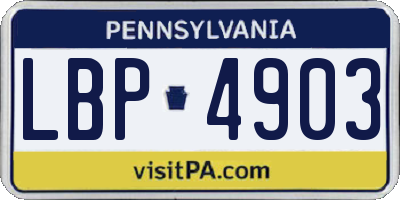 PA license plate LBP4903
