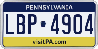 PA license plate LBP4904