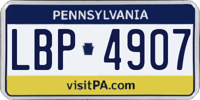 PA license plate LBP4907