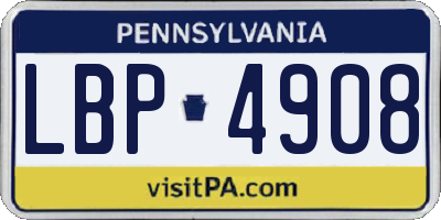 PA license plate LBP4908