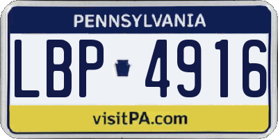 PA license plate LBP4916