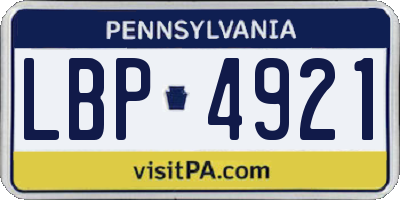 PA license plate LBP4921