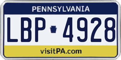 PA license plate LBP4928