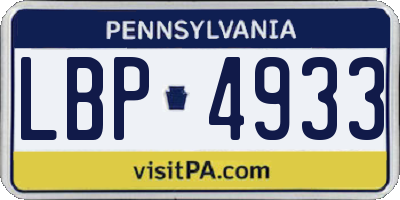 PA license plate LBP4933