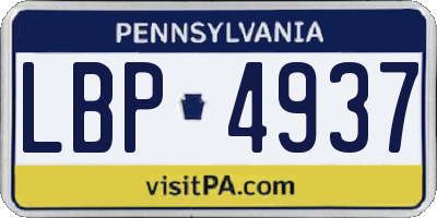 PA license plate LBP4937