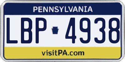 PA license plate LBP4938