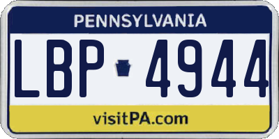 PA license plate LBP4944