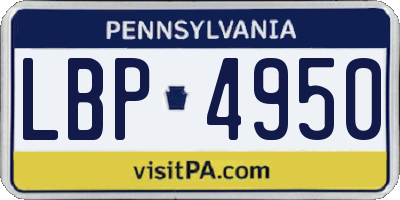 PA license plate LBP4950