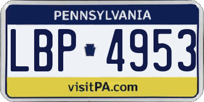 PA license plate LBP4953