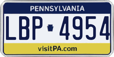 PA license plate LBP4954