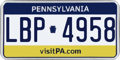 PA license plate LBP4958