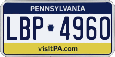 PA license plate LBP4960