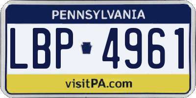 PA license plate LBP4961