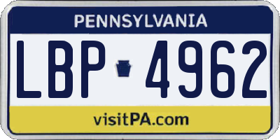 PA license plate LBP4962