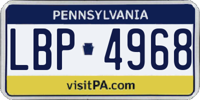 PA license plate LBP4968