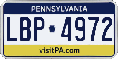 PA license plate LBP4972