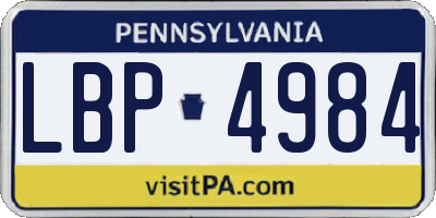 PA license plate LBP4984