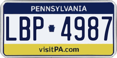 PA license plate LBP4987