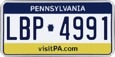 PA license plate LBP4991