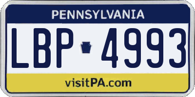 PA license plate LBP4993