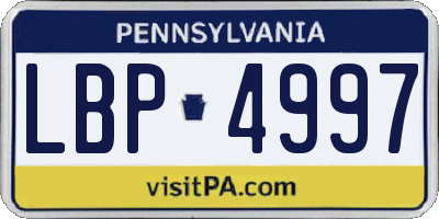 PA license plate LBP4997