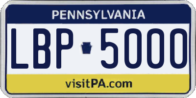 PA license plate LBP5000