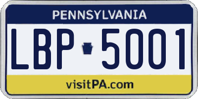 PA license plate LBP5001