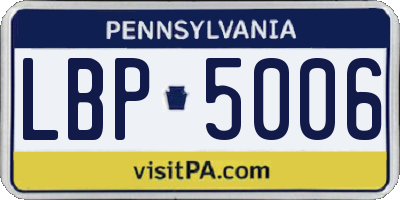 PA license plate LBP5006