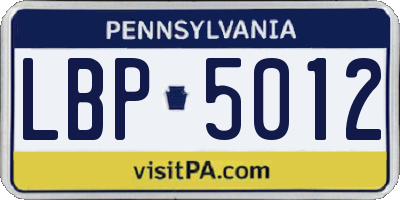 PA license plate LBP5012