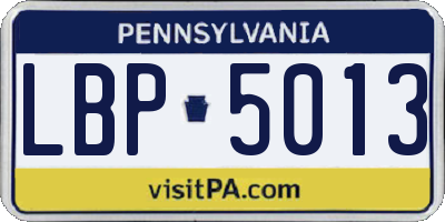 PA license plate LBP5013