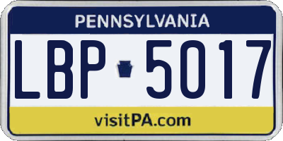 PA license plate LBP5017