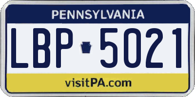 PA license plate LBP5021