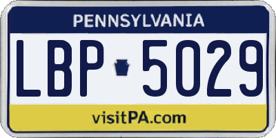 PA license plate LBP5029