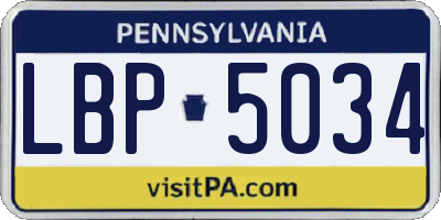 PA license plate LBP5034